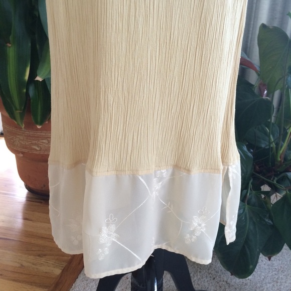 Vintage Pale Yellow Gauzy Maxi Dress & Sheer Embroidered Top Set M (8/10) - Picture 6 of 16